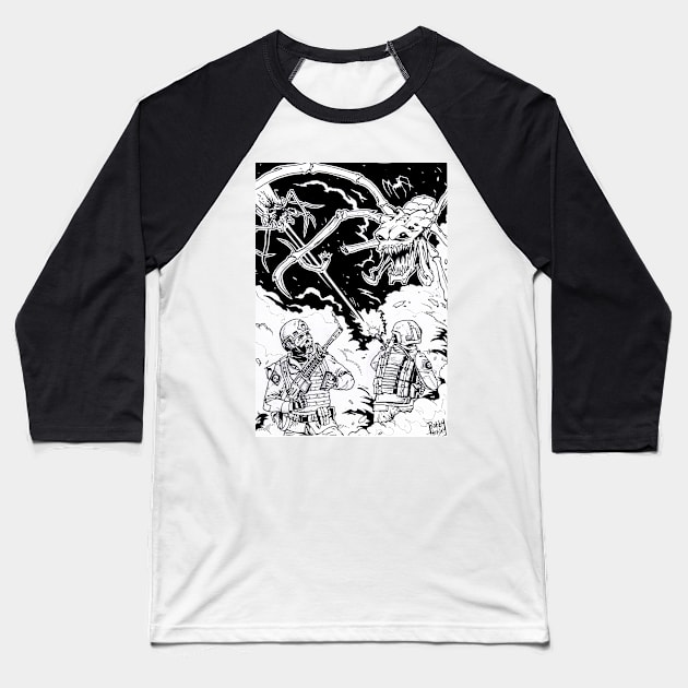 Alien Battle Baseball T-Shirt by Illustratorator